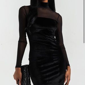 Akira Best In Show Velvet Mesh Dress